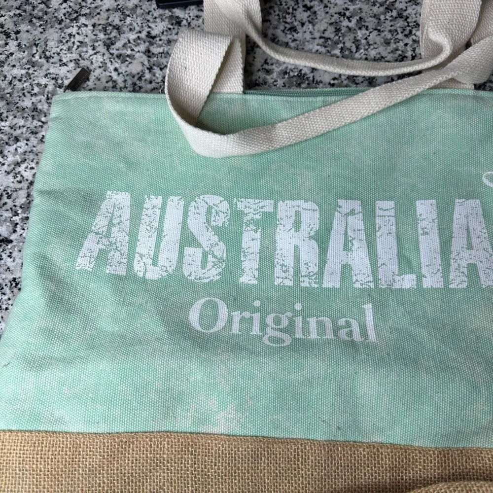 Robin Ruth | Mint and Tan Tote Bag